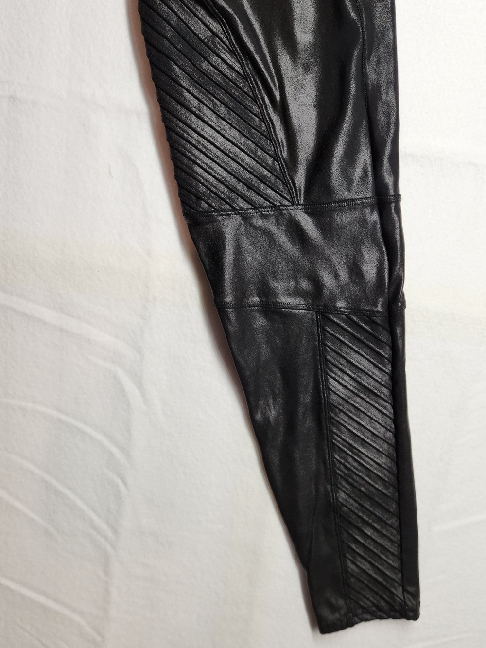 SPANX Black Faux Leather Moto-Style Leggings - Picture 5 of 7